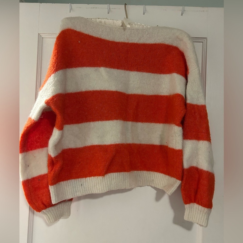 Orange and White Striped Sweater